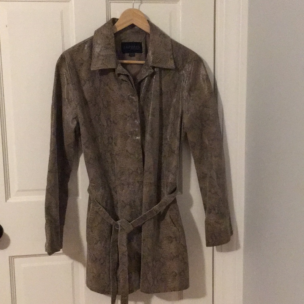 Express genuine leather tie jacket